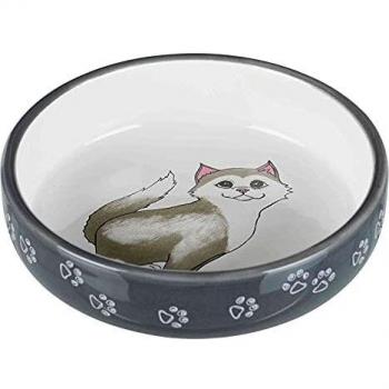 Trixie 24784 Keramiknapf für kurznasige Katzen, grau/weiß, 0,3 l/ø 15 cm