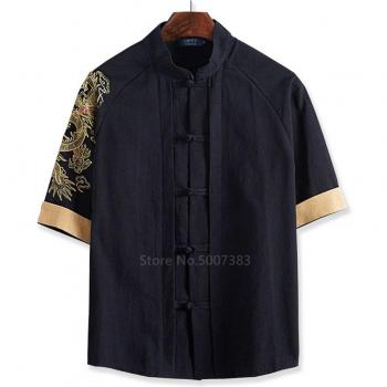 Traje Tang Manga Corta Dragón Retro