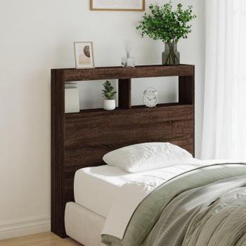 Cabecero de cama LED marrón roble 100x17x102 cm
