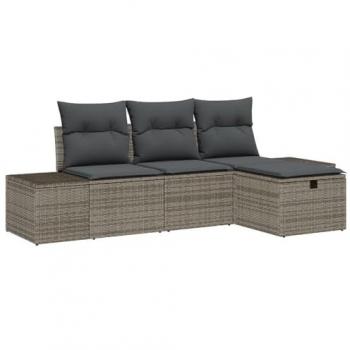 Canapé d'extérieur 4 pièces gris poly rattan – Vidaxl Collection