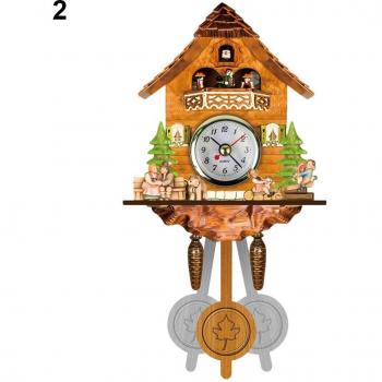Wooden Cuckoo Clock with Bird and Alarm