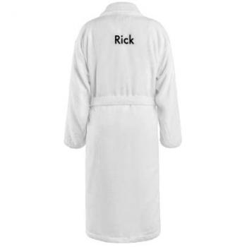 Custom Text White Bathrobe for Men