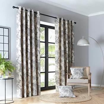 Saranda Charcoal Tropical Eyelet Draperies