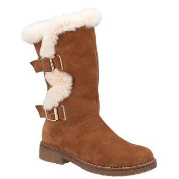 Hush Puppies Women's Megan Tan Suede Mid Calf Boots