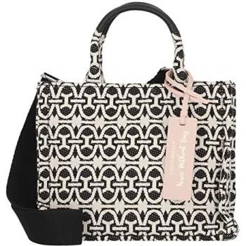 Coccinelle Damen Handtasche Never Without Bag Jacquar Schwarz 24 cm