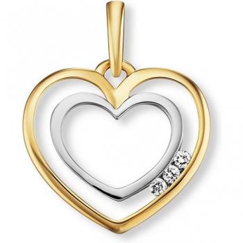 Eleganter Kettenanhänger Herz aus 585 Gelbgold mit Diamant