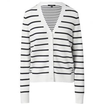 Comma Strickjacke mit Streifen – Regular Fit – Weiß – 42