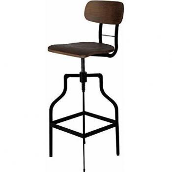 Chaise de bar RENDEZ VOUS DECO Retro bois Marron Vintage Réglable en hauteur