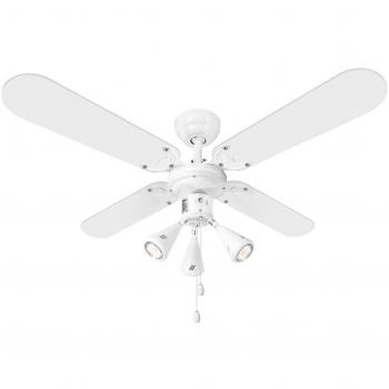 LE 102cm/42 Ceiling Fan – 50W Reversible Motor, 4 Wooden Blades, GU10 Base