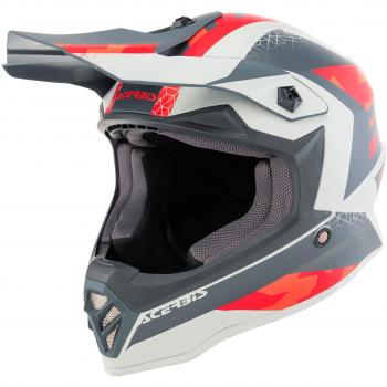 Casco Bambino Moto Cross Enduro Acerbis Steel Junior Rosso