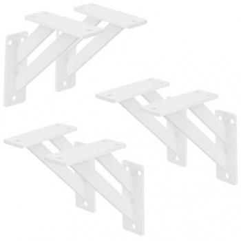 Set de 6 Soportes de Estante Triangulares 120x120mm en Aluminio Blanco