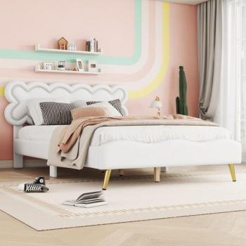 Okwish Modernes Doppelbett 140 x 200 cm, weiß