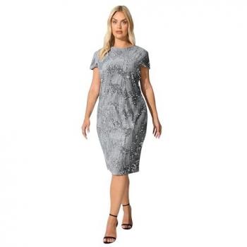Robe en velours à sequins gris avec capuchon Yours Curve