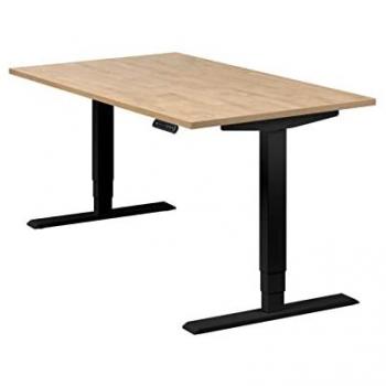 Bureau Assis-Debout Noir avec Plateau Chêne Sauvage