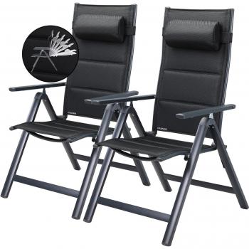 Bern Premium 2Pcs Set Anthracite Padded Garden Chairs