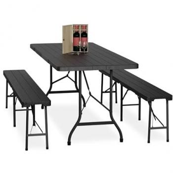 Set Tavolo e Panche da Birreria Nero