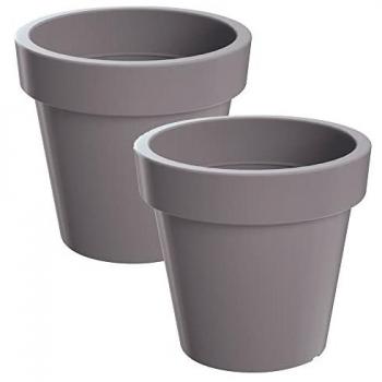 Set de 2 macetas de plástico Lofly gris 19,6 cm
