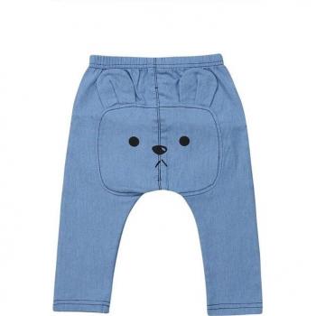 3D Bear Ear Straight Denim Pants for Babies (0-3 Years)