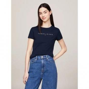 Dunkelblaues Tommy Jeans T-Shirt für Damen mit Slim Fit