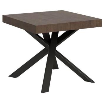 Table Karzy 90x90 Extensible en Marron et Anthracite