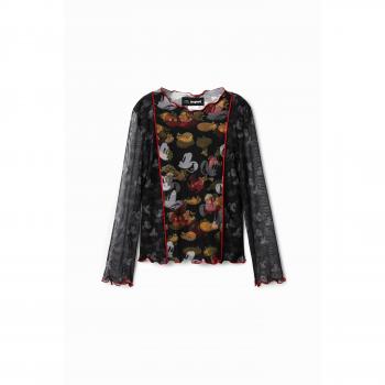 T-shirt in tulle con immagine di Mickey Mouse