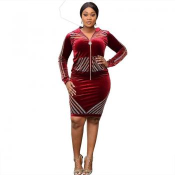 Spring Autumn Women's Velvet Pencil Dress