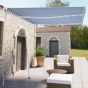 Blue/White Freestanding Manual Awning 350x250 cm