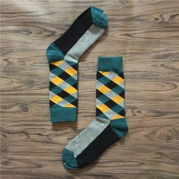 Baumwollsocken im Harajuku Stil mit Rautenmuster, Herbst/Winter