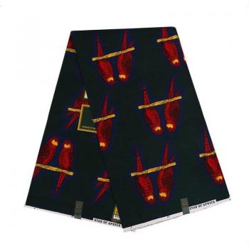 Tela Afro-Cerámica Negra 6 Yards con Diseño Auténtico