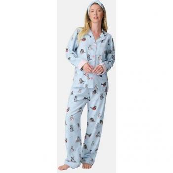 PJ Salvage Damen-Pyjama Long Sleeve in Flannel Hellblau XL Baumwolle