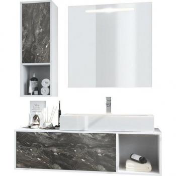 La Costa : meuble de bain blanc mat avec miroir LED