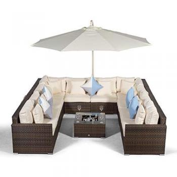 Havana Outdoor Rattan Sofa Set for 10 with Ice Bucket Table