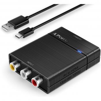 RCA to HDMI Composite Converter – 3 Terminal Support for DVD Players, 1080P (Red/White/Yellow)