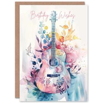 Artery8 Women’s Indie Music Acoustic Guitar Garden Watercolor Birthday Card
