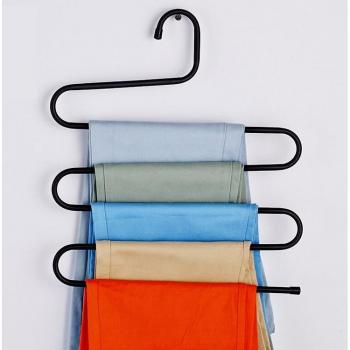 Multi-Layer Stainless Steel S-Shaped Trouser and Tie Holder – Space-Saving Household Storage Rack for Clothes and Accessories
