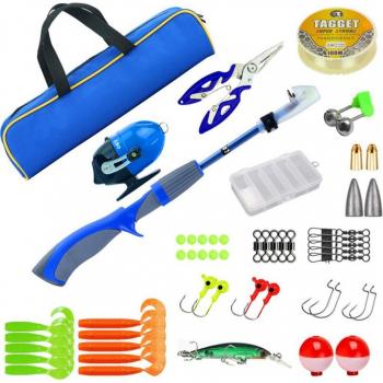 51-Piece Fishing Rod and Reel Set with Durable Hooks
