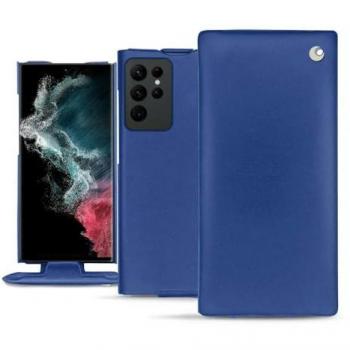 Noreve Vertikale Lederhülle für Samsung Galaxy S22 Ultra, Blau