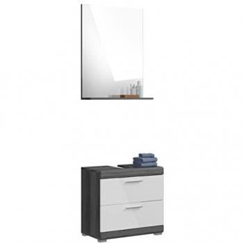 Meuble de rangement sous lavabo anthracite et blanc