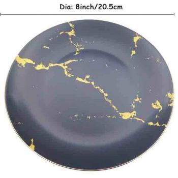 Ceramic Gold Marble Steak Plate