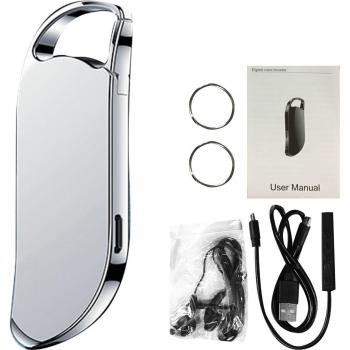 Smart Noise Reduction Mini Portable Voice Recorder Keychain 64GB