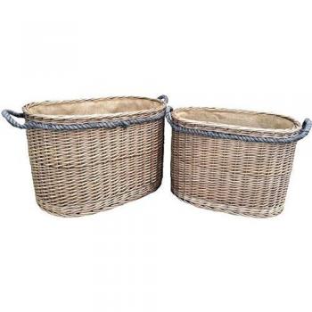Twin Oval Rope Handled Log Baskets