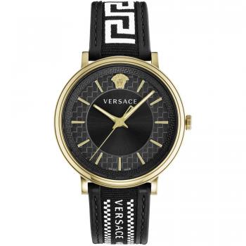 Versace Orologio V-Circle Uomo 42mm Pelle Nero