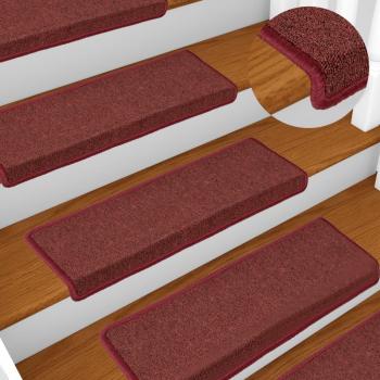 Día y Noche Alfombras de peldaños de escalera 15 uds rojo mate 65x21x4 cm