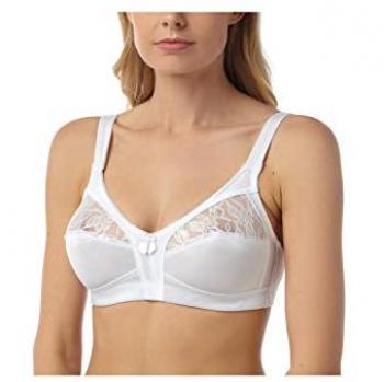 Camille 34B Lace-Trimmed Wireless Bra – White