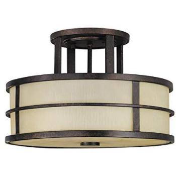 Crystal Beam 60W LED E27 Triple Flush Lamp – Clear Amber Shade