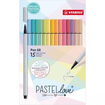 Etui de 15 feutres dessin STABILO Pen 68 Pastellove