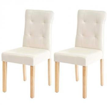 Silla de Comedor HWC-E58 (Polipiel Cremoso) con Patas Claras – Pack 2 unidades