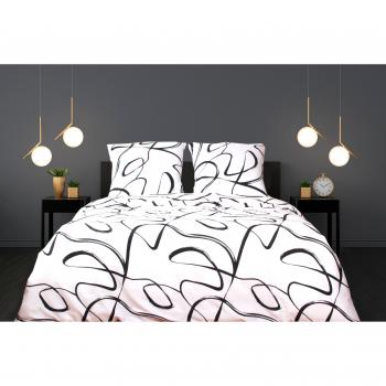 Literie 2 personnes 200x200 cm Imprimé Noir Blanc Avenue