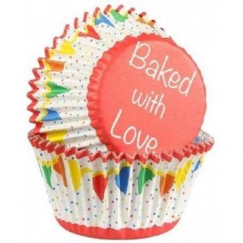 Pirottini Neri “Baked With Love” – Set da 24 per Muffin/Cupcake