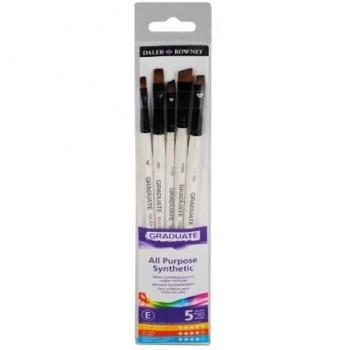 Daler Graduate 5 Brush Synthetic Flats & Shaders Set